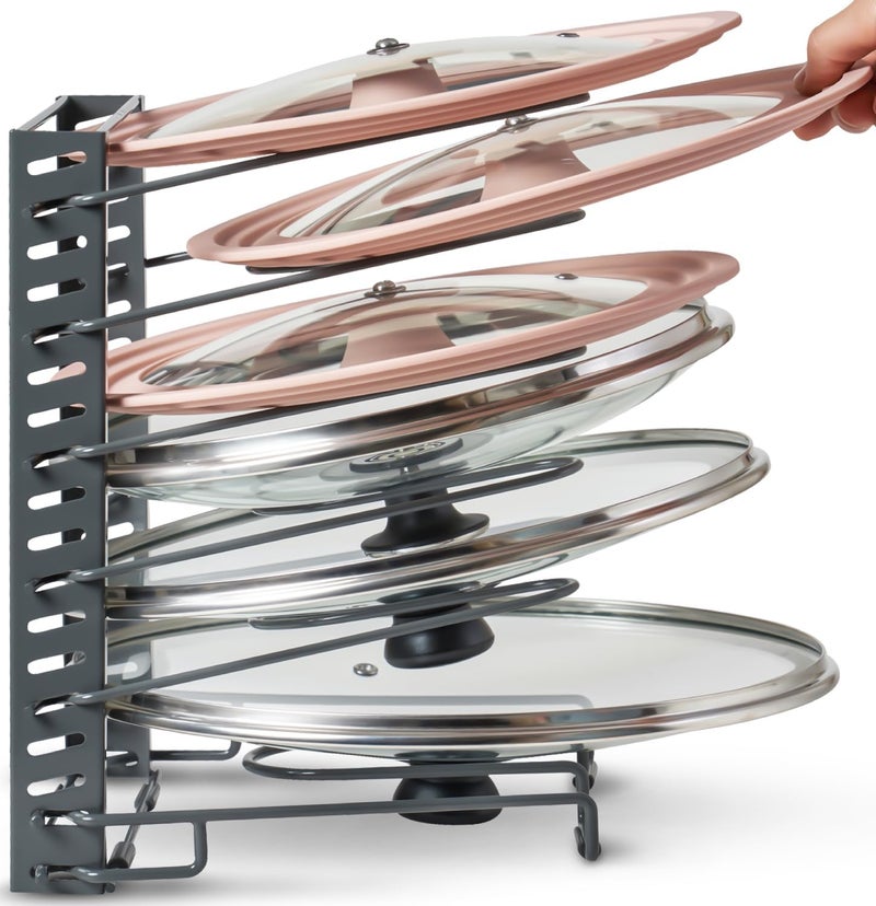 Better Things Home Free-Standing Adjustable Pot Lid Organizer for Cabinet - Kitchen Storage Rack 6 Adjustable Shelves, Pot Lid Holder, Pan and Pot Rack Organizer, Pantry & Inside Cabinet Organizer (13” Clearance) - Image 1